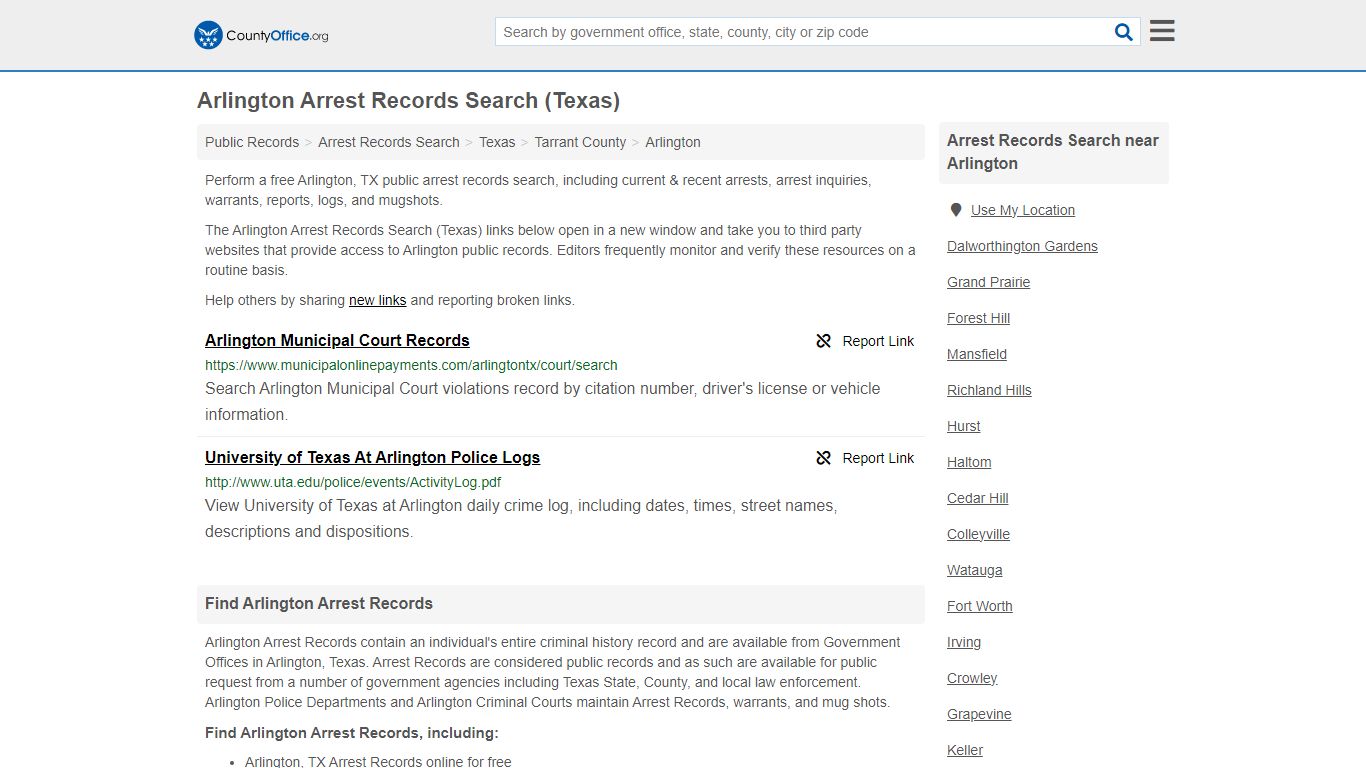 Arrest Records Search - Arlington, TX (Arrests & Mugshots) - County Office