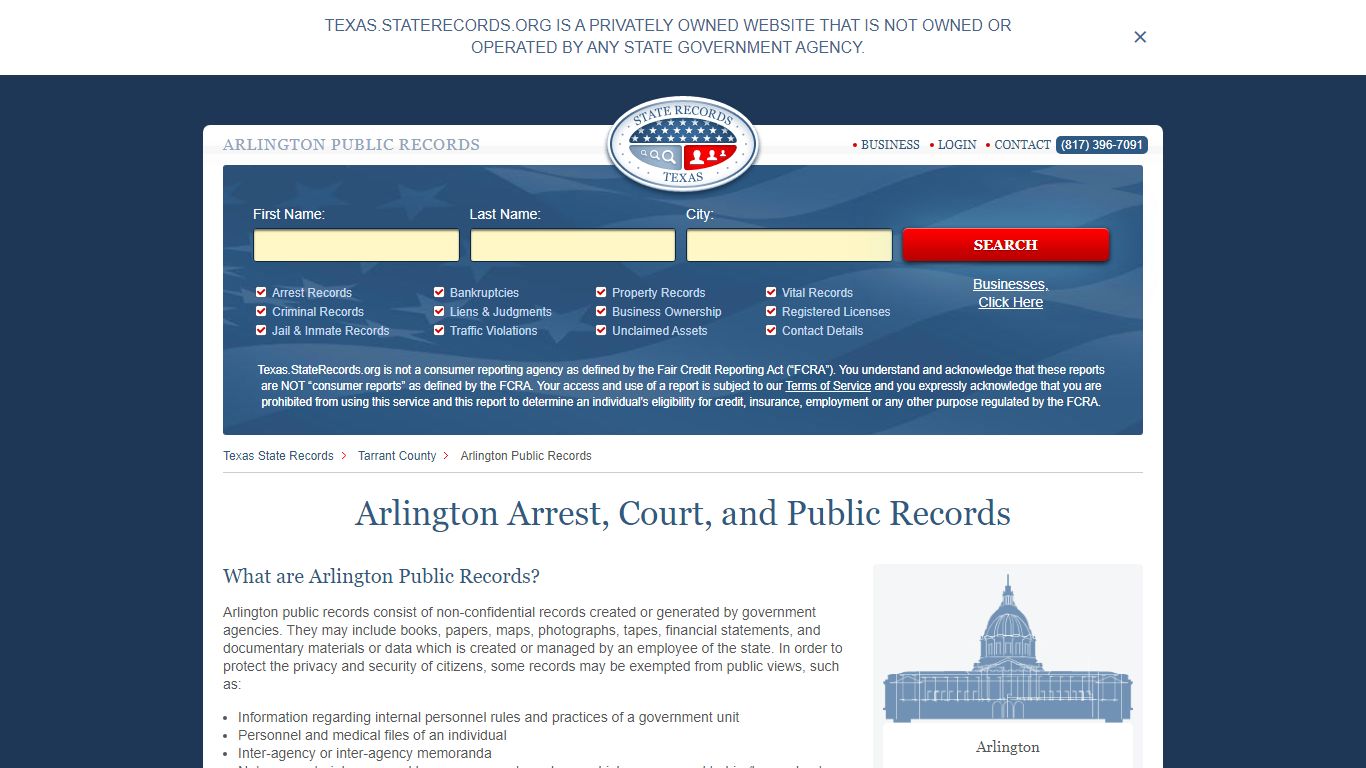 Arlington Arrest and Public Records | Texas.StateRecords.org
